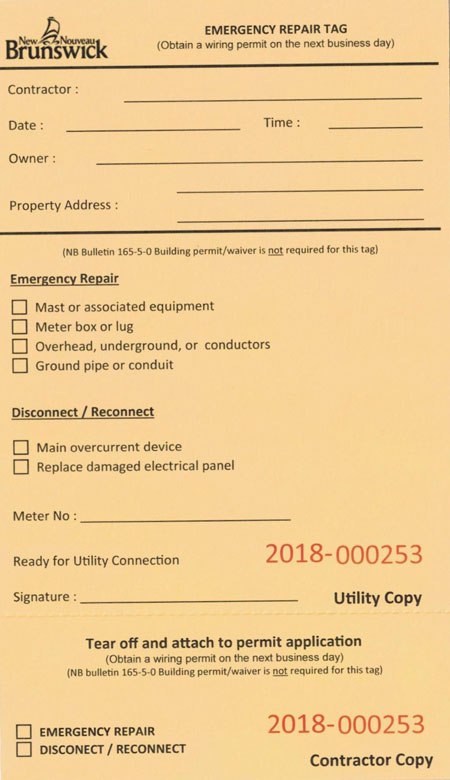 Emergency Repair Tag Permit